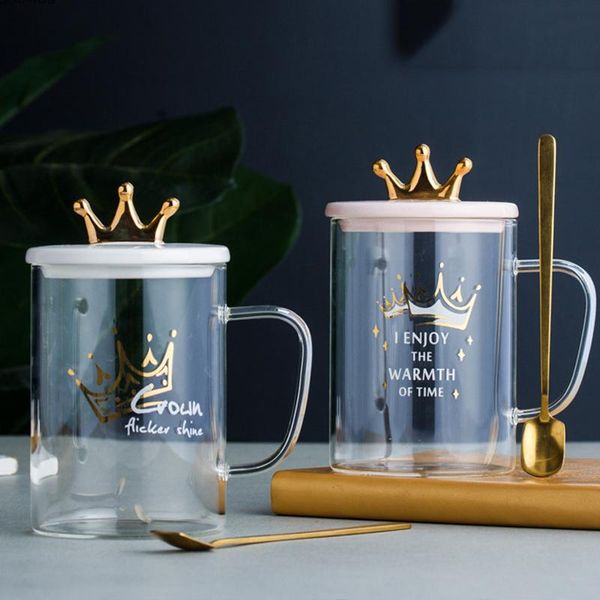 wine glasses 450ml lovely kawaii milk coffee cup with crown lid and spoon handle glass, juice cup, beverage utensils, gift glass mug
wine glasses 450ml lovely kawaii milk coffee cup with crown lid and spoon handle glass, juice cup, beverage utensils, gift glass mug