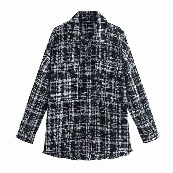 stylish chic pockets black plaid tweed jackets women fashion lapel collar side vents coat female chic outerwear 210520, Black;brown
stylish chic pockets black plaid tweed jackets women fashion lapel collar side vents coat female chic outerwear 210520, Black;brown