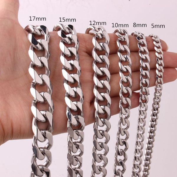 chains granny chic women boys men's silver stainless steel curb cuban link chain necklace choker jewelry 5/8/10/12/15/17/19mm 7-40inch
chains granny chic women boys men's silver stainless steel curb cuban link chain necklace choker jewelry 5/8/10/12/15/17/19mm 7-40inch