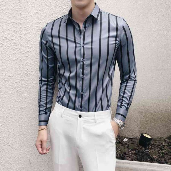shirts fashion casual striped slim long sleeve club clothing social shirt men's formal camisas, White;black
shirts fashion casual striped slim long sleeve club clothing social shirt men's formal camisas, White;black