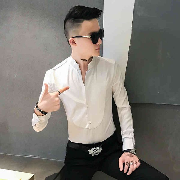 men's casual shirts venda quente slido gola hairstylist camisas de manga longa simples emendado design fino ajuste night club preto/bra, White;black
men's casual shirts venda quente slido gola hairstylist camisas de manga longa simples emendado design fino ajuste night club preto/bra, White;black