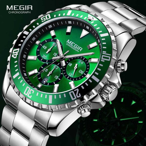 megir men's chronograph quartz watches stainless steel waterproof us analogue 24-hour wristwatch for man green dial 2064g-9 210728, Slivery;brown
megir men's chronograph quartz watches stainless steel waterproof us analogue 24-hour wristwatch for man green dial 2064g-9 210728, Slivery;brown