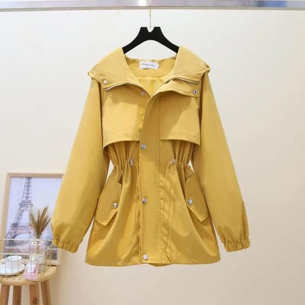 women's jackets spring autumn korean casual windbreaker all-match mid-length loose drawstring waist slimming hooded female coat, Black;brown
women's jackets spring autumn korean casual windbreaker all-match mid-length loose drawstring waist slimming hooded female coat, Black;brown