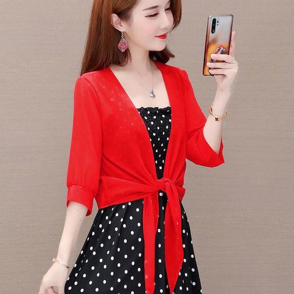 women summer short thin cardigan sun protection clothing fashion v-neck solid wild shawl coat femme clothes 2021 y51 women's jackets, Black;brown
women summer short thin cardigan sun protection clothing fashion v-neck solid wild shawl coat femme clothes 2021 y51 women's jackets, Black;brown