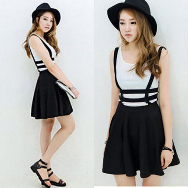 casual dresses fashion bandage suspender dress women girl ruffles skater pleated short braces mini back zipper out, Black;gray
casual dresses fashion bandage suspender dress women girl ruffles skater pleated short braces mini back zipper out, Black;gray