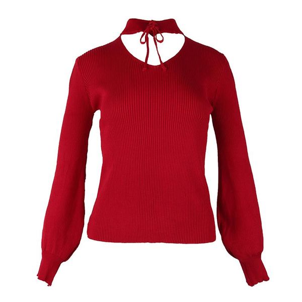 women's sweaters mock neck collar lantern long sleeve woman knitted pullover women spring autumn hollow out for jumper, White;black
women's sweaters mock neck collar lantern long sleeve woman knitted pullover women spring autumn hollow out for jumper, White;black