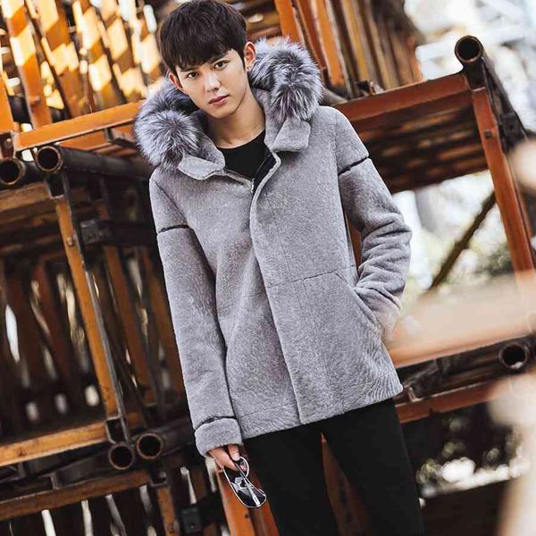 men's wool & blends cr102 winter warm fur coat real one coats genuine jackets with big natural collar1 x0km, Black
men's wool & blends cr102 winter warm fur coat real one coats genuine jackets with big natural collar1 x0km, Black