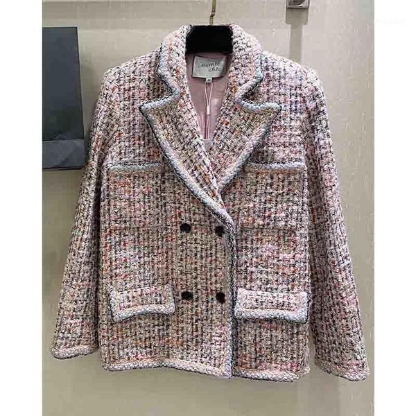 cosmicchic women jacket 2021 spring women's pink tweed coat turn down collar double breasted elegant pocket lady jackets, Black;brown
cosmicchic women jacket 2021 spring women's pink tweed coat turn down collar double breasted elegant pocket lady jackets, Black;brown