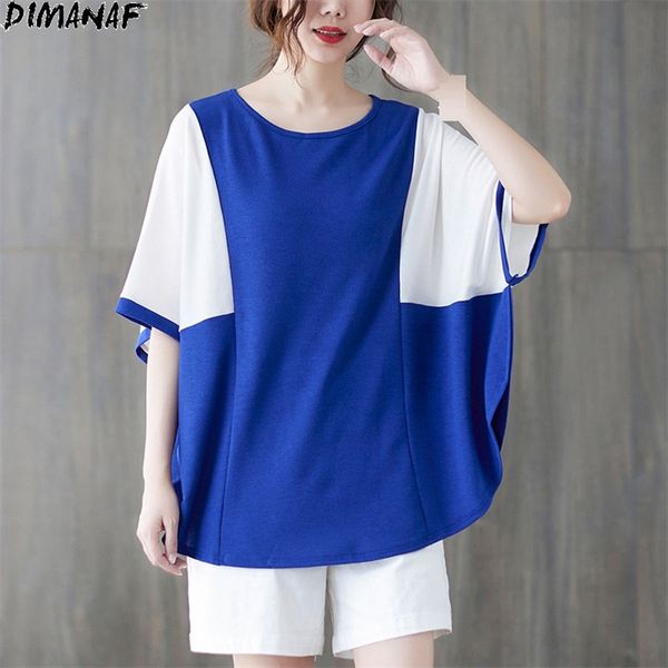 plus size women t-shirt patchwork style cotton bat sleeve white o-neck ladies tee shirt fashion casual summer 210531 
plus size women t-shirt patchwork style cotton bat sleeve white o-neck ladies tee shirt fashion casual summer 210531