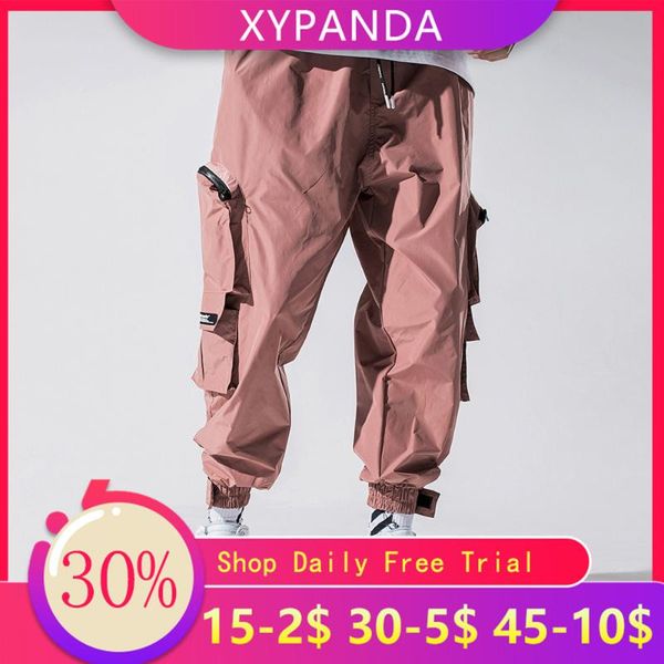 functional waterproof multi-pocket trendy overalls men's casual loose pants, Black