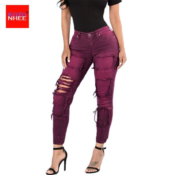 thin stretching holes skinny high waist jeans women elastic subsidize pencil trousers for girls women's, Blue
thin stretching holes skinny high waist jeans women elastic subsidize pencil trousers for girls women's, Blue