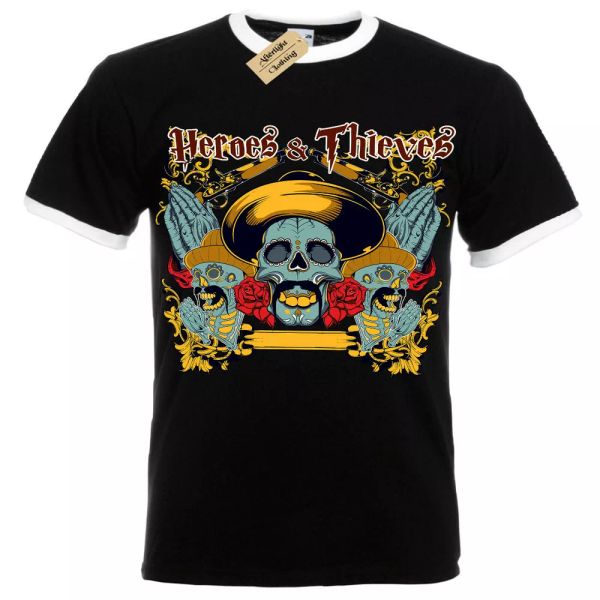Héros et des Voleurs T-Shirt Mexicain Crânes Espagnol Hommes Contraste, White;black
Héros et des Voleurs T-Shirt Mexicain Crânes Espagnol Hommes Contraste, White;black