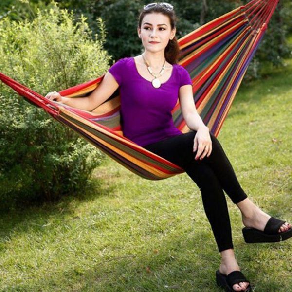 190*100mm striped sleeping swing hammock outdoor leisure bed thickened canvas hanging camping pads
190*100mm striped sleeping swing hammock outdoor leisure bed thickened canvas hanging camping pads