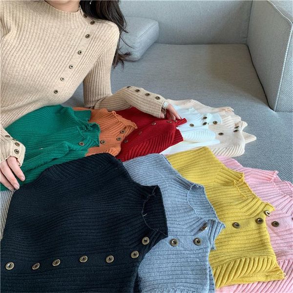 women's sweaters women solid sweater knitting casual female pullovers turtleneck long sleeve button winter warm soft, White;black
women's sweaters women solid sweater knitting casual female pullovers turtleneck long sleeve button winter warm soft, White;black