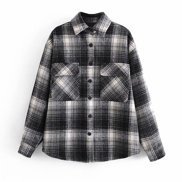women autumn vintage loose jackets coats long sleeve pockets plaid fashion street female elegant jacket outerwear clothes 210513, Black;brown
women autumn vintage loose jackets coats long sleeve pockets plaid fashion street female elegant jacket outerwear clothes 210513, Black;brown