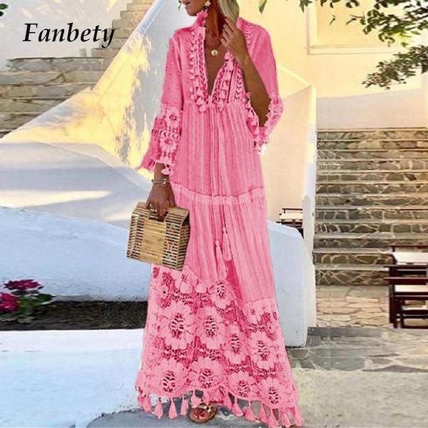 ladies v-neck solid hollow out tassel dress female casual loose long party beach style plus size 4xl dresses vestidos, Black;gray
ladies v-neck solid hollow out tassel dress female casual loose long party beach style plus size 4xl dresses vestidos, Black;gray