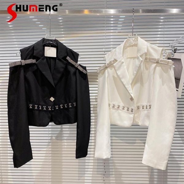 women's jackets 2021 spring summer ladies rhinestone bow hollow shoulder short jacket suit fashion solid color office lady blazers, Black;brown
women's jackets 2021 spring summer ladies rhinestone bow hollow shoulder short jacket suit fashion solid color office lady blazers, Black;brown