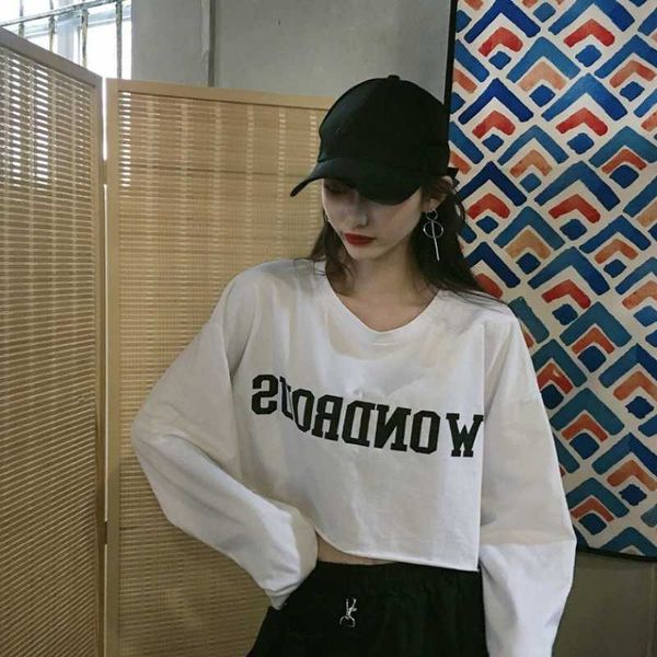 women slim t shirt o-neck elastic crop long sleeve short t-shirt female spring long casual t-shirts 210601, White
women slim t shirt o-neck elastic crop long sleeve short t-shirt female spring long casual t-shirts 210601, White