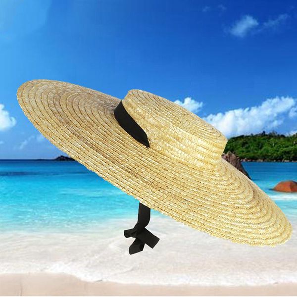 wide brim boater straw hat flat women summer with ribbon tie sun beach cap hats, Blue;gray
wide brim boater straw hat flat women summer with ribbon tie sun beach cap hats, Blue;gray