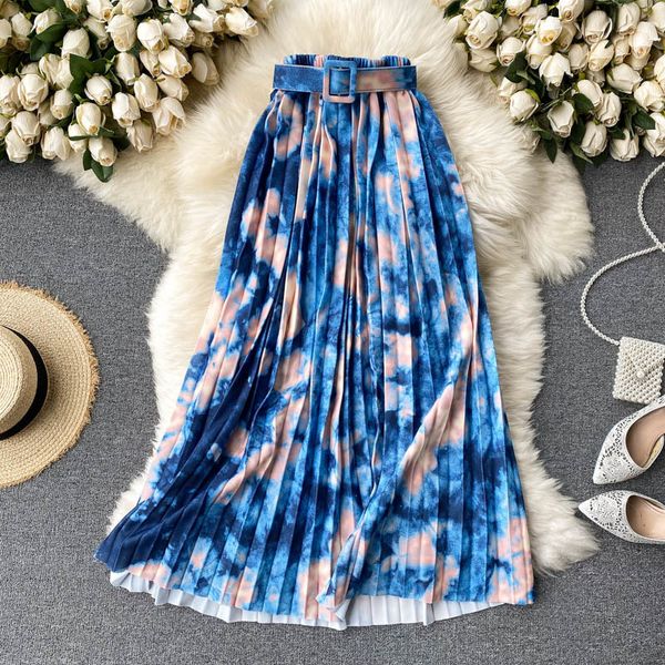 dresses design tie dye pleated women chic high waist sashes a-line skirts autumn korean fashion streetwear midi skirt, Black;gray
dresses design tie dye pleated women chic high waist sashes a-line skirts autumn korean fashion streetwear midi skirt, Black;gray