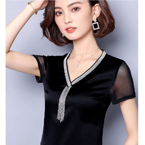 women's blouses & shirts 2021 spring summer women short sleeve tassel decor female casual v-neck mesh patchwork plus 4xl blusas, White
women's blouses & shirts 2021 spring summer women short sleeve tassel decor female casual v-neck mesh patchwork plus 4xl blusas, White