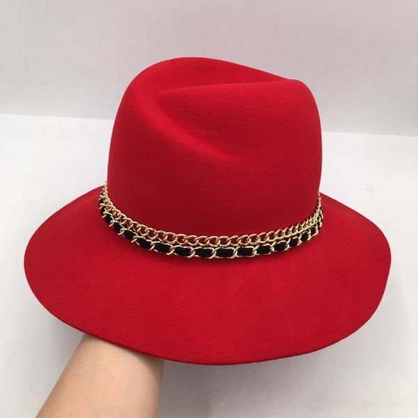 stingy brim hats winter wool french hepburn wind elegant chain sweet wide hat for women high tide, Blue;gray
stingy brim hats winter wool french hepburn wind elegant chain sweet wide hat for women high tide, Blue;gray