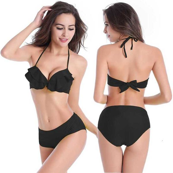 2021 solid color medium waist steel trailer bikini for ny women's swimming suit, White;black
2021 solid color medium waist steel trailer bikini for ny women's swimming suit, White;black