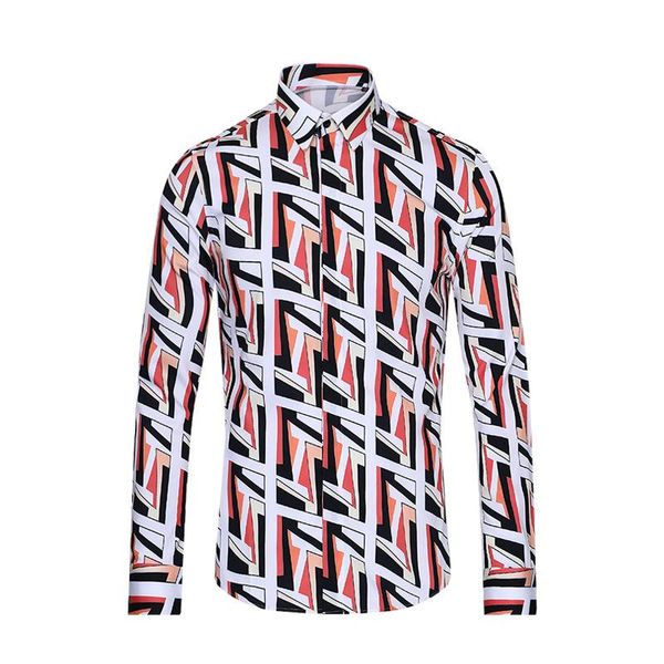style men's shirt double f letter digital printing european and american trendy brand slim long-sleeved casual shirts, White;black
style men's shirt double f letter digital printing european and american trendy brand slim long-sleeved casual shirts, White;black