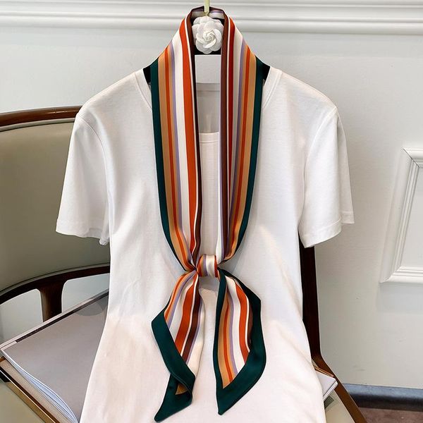 scarves fashion long silk feeling scarf women colorful striped line head skinny hair tie band small wrap neck snood 150*15cm, Blue;gray
scarves fashion long silk feeling scarf women colorful striped line head skinny hair tie band small wrap neck snood 150*15cm, Blue;gray