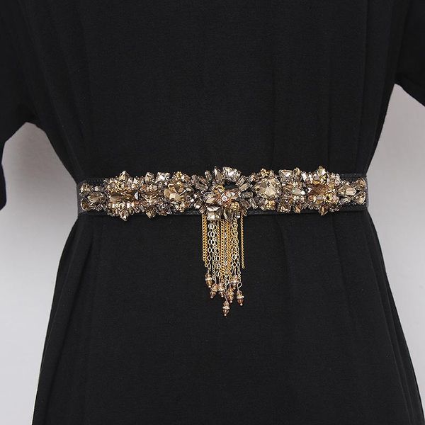 belts women's runway fashion crystal beaded elastic cummerbunds female dress corsets waistband decoration wide belt tb1204, Black;brown
belts women's runway fashion crystal beaded elastic cummerbunds female dress corsets waistband decoration wide belt tb1204, Black;brown