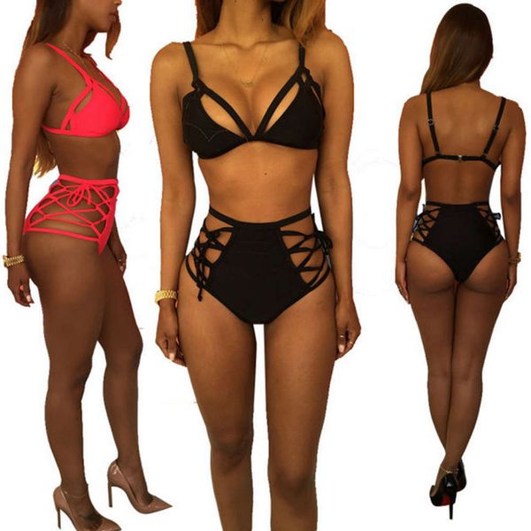 the bikini black split open back beach multi rope bandage bikini swimsuit, White;black
the bikini black split open back beach multi rope bandage bikini swimsuit, White;black