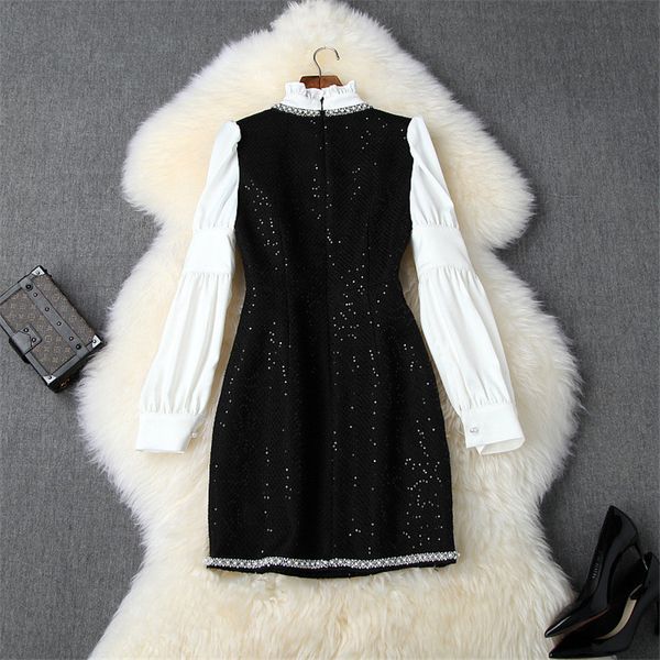 two piece dress female runway autumn winter designers plied neck slices beads sequined sequins tweed in wool dress i8uc, White
two piece dress female runway autumn winter designers plied neck slices beads sequined sequins tweed in wool dress i8uc, White