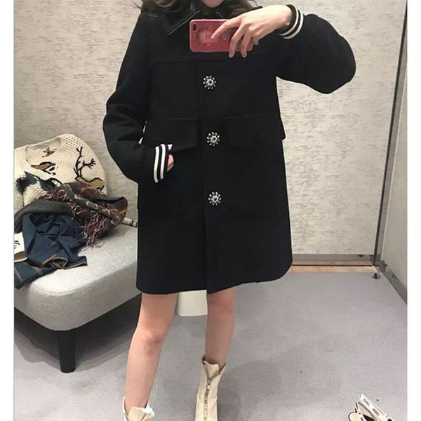 women's wool & blends vintage slim pockets women long woolen coat turn-down collar jacket single breasted cashmere and, Black
women's wool & blends vintage slim pockets women long woolen coat turn-down collar jacket single breasted cashmere and, Black