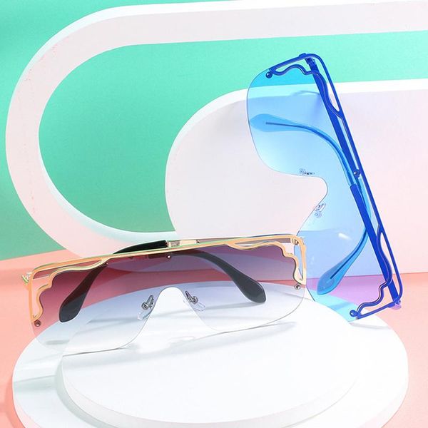 sunglasses fashion oversized square hollow women retro rimless colorful gradient mirror eyewear trending men shades uv400, White;black
sunglasses fashion oversized square hollow women retro rimless colorful gradient mirror eyewear trending men shades uv400, White;black