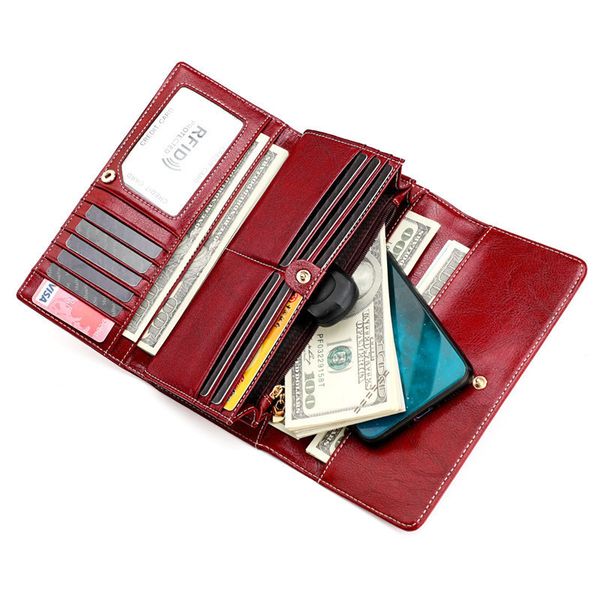 oil wax genuine leather luxury hasp women's wallet long brand solid colors coin purses female fashion new thin phone bag, Red;black
oil wax genuine leather luxury hasp women's wallet long brand solid colors coin purses female fashion new thin phone bag, Red;black