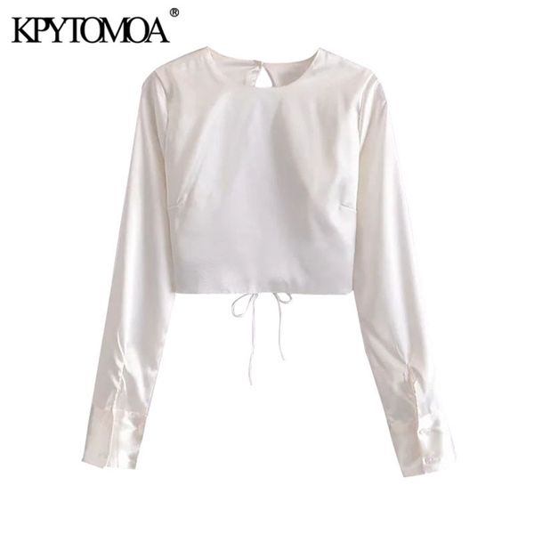women fashion backless cross tied cozy cropped blouses o neck long sleeve female shirts chic 210420, White
women fashion backless cross tied cozy cropped blouses o neck long sleeve female shirts chic 210420, White