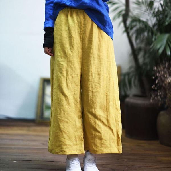 women's pants & capris johnature women linen wide leg elastic waist 2021 spring pockets plus size clothing loose vintage trouser, Black;white
women's pants & capris johnature women linen wide leg elastic waist 2021 spring pockets plus size clothing loose vintage trouser, Black;white