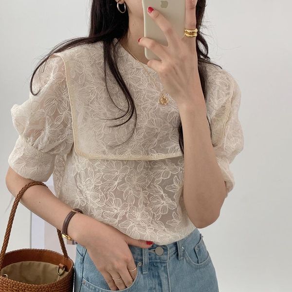 women's blouses & shirts 2021 korean summer fashion retro heavy industry embroidery lace crochet loose puff sleeve casual short crop bl, White
women's blouses & shirts 2021 korean summer fashion retro heavy industry embroidery lace crochet loose puff sleeve casual short crop bl, White