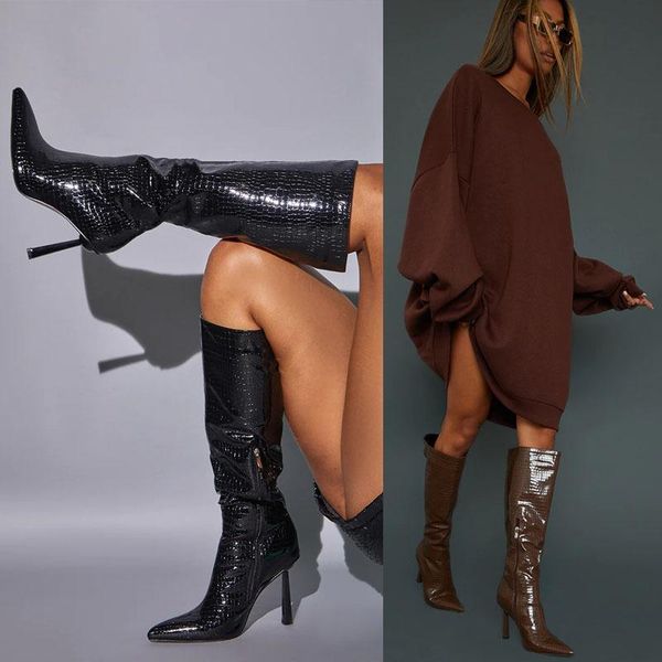 boots crocodile pattern thin high heel knee length women 2021 autumn winter pointed toe women's shoes plus size 35-43, Black
boots crocodile pattern thin high heel knee length women 2021 autumn winter pointed toe women's shoes plus size 35-43, Black