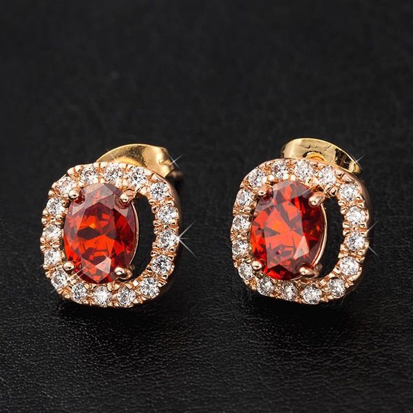 stud circle halo earrings rose gold color pretty round red crystal cz for women, Golden;silver
stud circle halo earrings rose gold color pretty round red crystal cz for women, Golden;silver