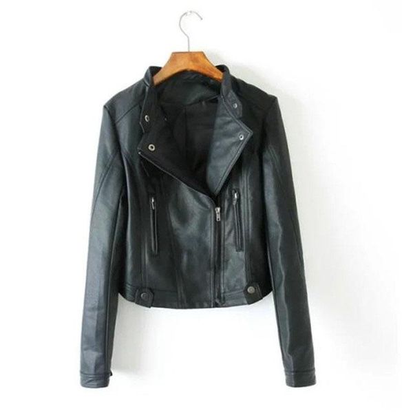 women's leather & faux fashion pu biker for women mandarin collar zipper casual moto jacket veste autumn coat jackets, Black
women's leather & faux fashion pu biker for women mandarin collar zipper casual moto jacket veste autumn coat jackets, Black