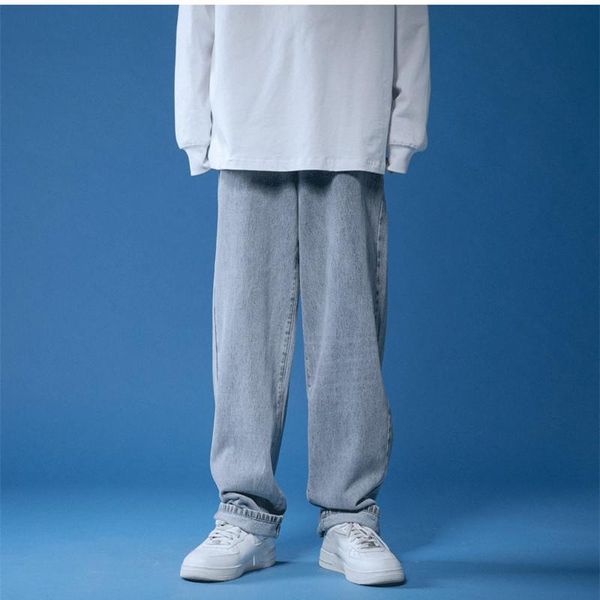 men's solid color straight jeans white/black korean man loose denim trousers streetwear male casual pants 6colors, Blue
men's solid color straight jeans white/black korean man loose denim trousers streetwear male casual pants 6colors, Blue