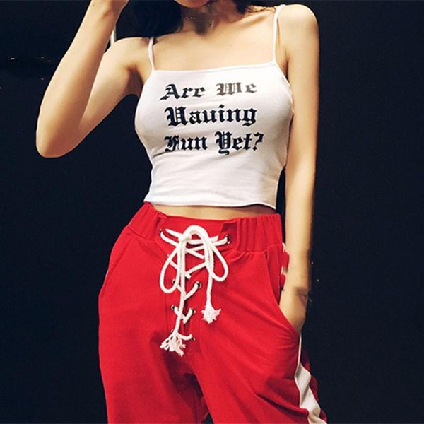 women's tanks & camis sleeveless hip hop style letter print thin straps cool styles vest for female feme, White
women's tanks & camis sleeveless hip hop style letter print thin straps cool styles vest for female feme, White
