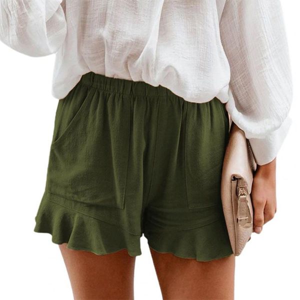 women's shorts women solid color elastic waist summer ruffles hem plus size loose casual, White;black
women's shorts women solid color elastic waist summer ruffles hem plus size loose casual, White;black