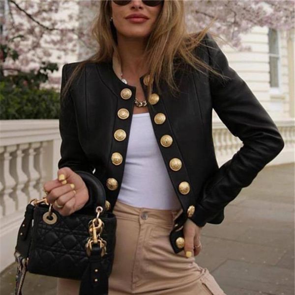 women's jackets 2021 autumn and winter long-sleeved single-breasted round neck slim-fit blouse jacket women, Black;brown
women's jackets 2021 autumn and winter long-sleeved single-breasted round neck slim-fit blouse jacket women, Black;brown