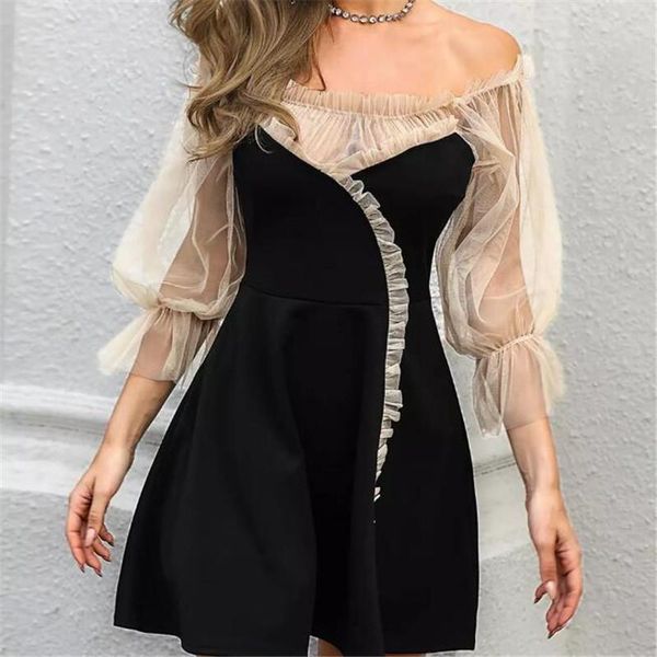 summer women's casual bodycon mesh long sleeve mini club dress a-line skater patchwork elegant party dresses, Black;gray
summer women's casual bodycon mesh long sleeve mini club dress a-line skater patchwork elegant party dresses, Black;gray
