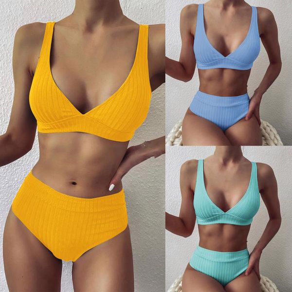 women's swimwear high-waist swimsuit 2021 summer women fashion bikini set two piece filled soild beachwear robe de plage femme, White;black
women's swimwear high-waist swimsuit 2021 summer women fashion bikini set two piece filled soild beachwear robe de plage femme, White;black