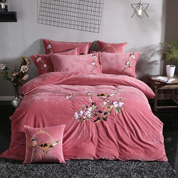 bedding sets super soft warm cosy flannel velvet fleece flowers bird embroidery set duvet cover flat/fitted sheet pillowcases 4pcs
bedding sets super soft warm cosy flannel velvet fleece flowers bird embroidery set duvet cover flat/fitted sheet pillowcases 4pcs
