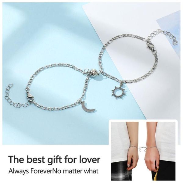 link, chain women men stainless steel gift for couple jewelry moon and sun bracelets magnet attraction, Black
link, chain women men stainless steel gift for couple jewelry moon and sun bracelets magnet attraction, Black
