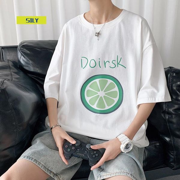 short sleeve t-shirt men's summer hong kong style loose korean trendy 2021 fashion brand boys t-shirts, White;black
short sleeve t-shirt men's summer hong kong style loose korean trendy 2021 fashion brand boys t-shirts, White;black